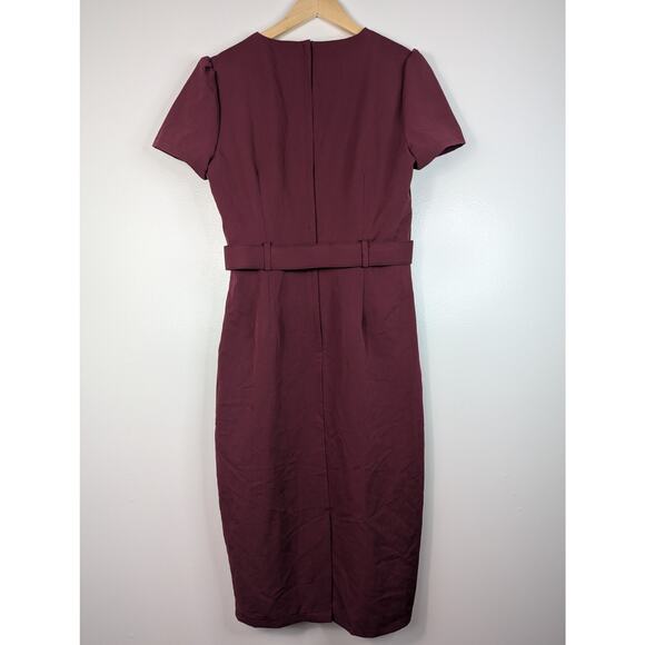 NWT Collectif Vintage London Retro Style Pinup Belted Sheath Midi Dress - Picture 9 of 10